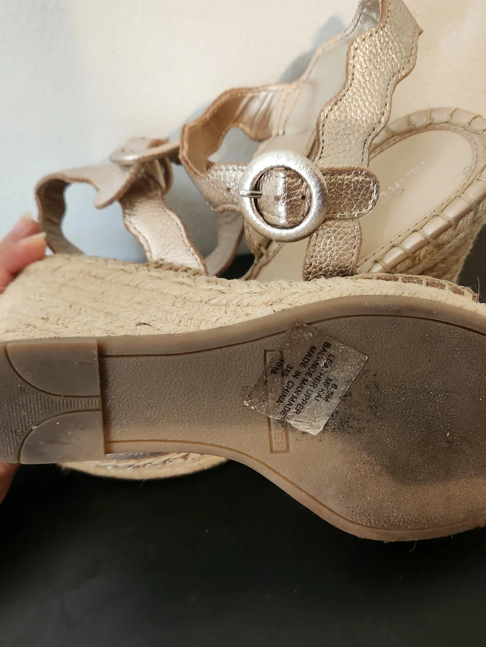 Marc Fisher Metallic Rose Gold Wedge Sandals